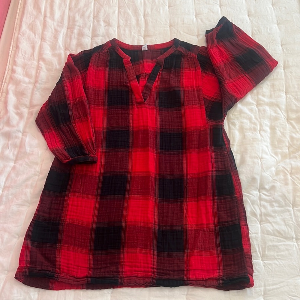 ON Buffalo plaid tunic dress. Size L. Winter, Christmas, Holiday dress.